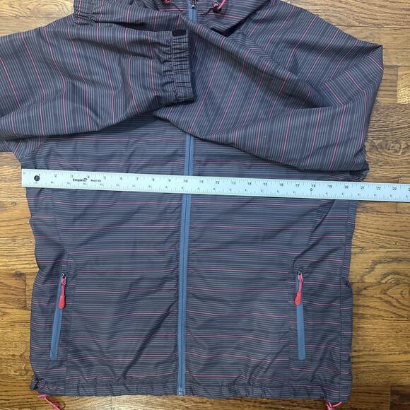 New Balance Women’s Windbreaker Jacket L Performance Striped Grey Red Jogging L - Picture 8 of 13
